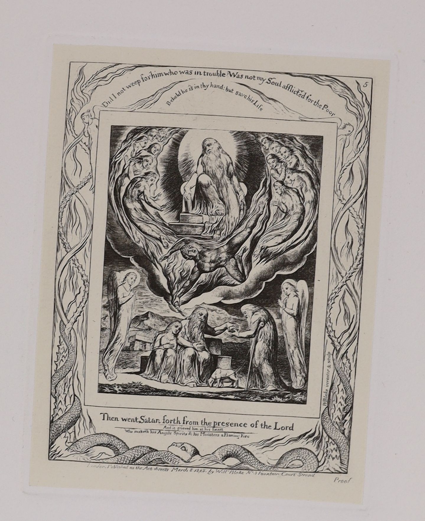 William Blake - Book of Job, 21 facsimile plates, one of 100, half cloth folio, plates 18 x 13cms., 1903. Bookplate of Bache Matthews (1876-1948) Birmingham Repertory theatre manager and author of A History of the Birmin